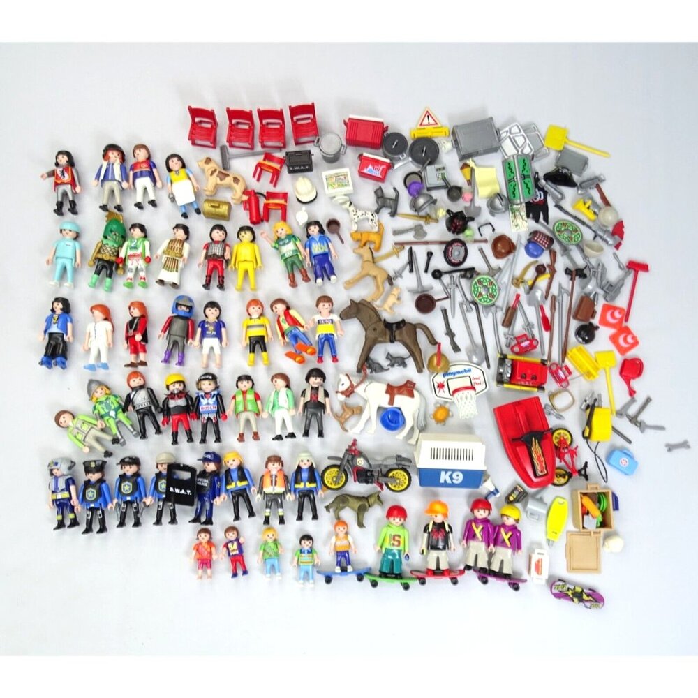 Vintage Playmobil Figures Knights Pirates Police Skater Accessories Swords Lot‎